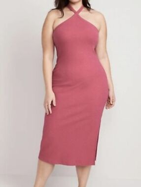 Old Navy Pink Halter Midi Dress